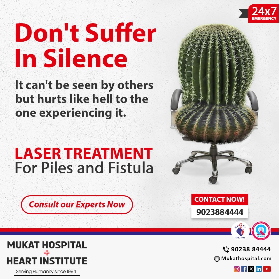 'Fistula piles: consult a doctor for proper diagnosis and treatment.❤✨'

🩺🔍 Get a free ambulance in Tricity!!!
Book an appointment now! 🚑💨
095451 24000
9023884444

#MukatHospital #piles #pilestreatment #pilessymptoms #PilesSurgery #fistulasurgery #fistulatreatment