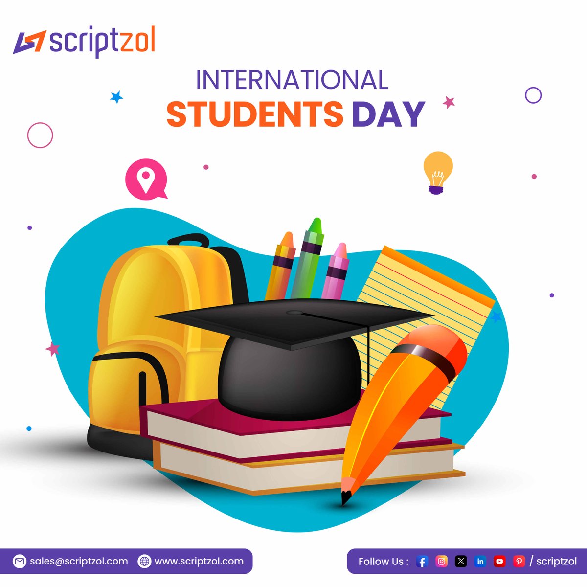 scriptzol's tweet photo. Happy International Students Day to all my brightest minds! 🌟 Wishing you a life filled with success, wealth, and leadership in your chosen professions.🎓💼
#scriptzol #letsconnect #Inspiration #InternationalStudentsDay2023 #GlobalEducation #DiversityInLearning #StudentsDay https://t.co/r5YDZtONXf
