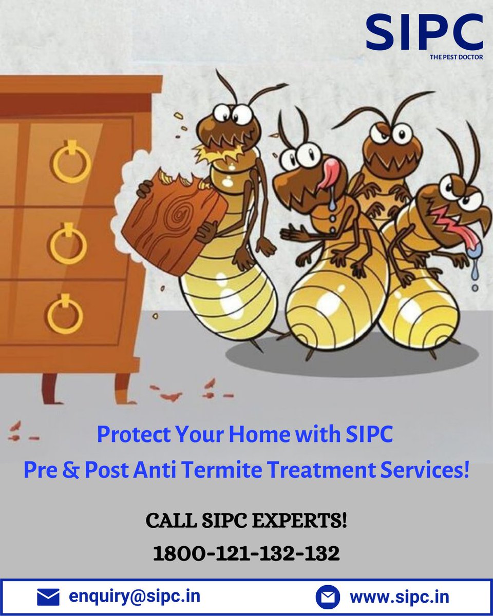 sipcpestcontrol's tweet photo. Protect Your Home with SIPC Pre &amp; Post Anti Termite Treatment Services! https://t.co/k7IK0rqAIw 1800-121-132-132 #TermiteControl #ProtectYourFurniture #termites #termitecontrol #termitefumigation  #termiteprevention #antitermitetreatment #termitecontrolservice #pestcontrol https://t.co/LD7v1ErUnf