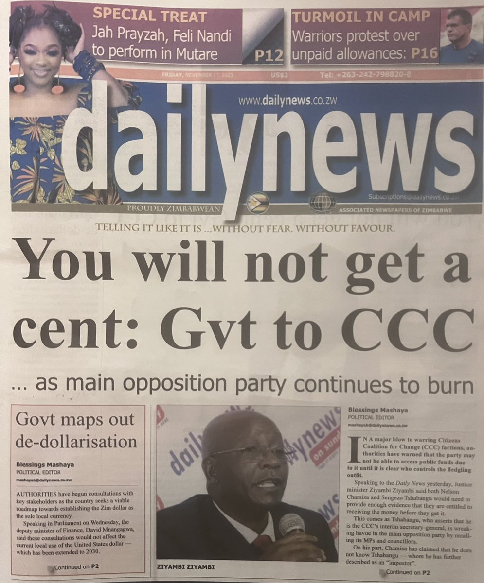 nickmangwana's tweet photo. The Minister of Justice says to the warring factions, “I am not getting involved in your legitimacy issues. Nobody is getting the money until you have sorted yourselves out and possibly the courts have pronounced themselves on who is legit.”. Sounds like a very fair position to hold.