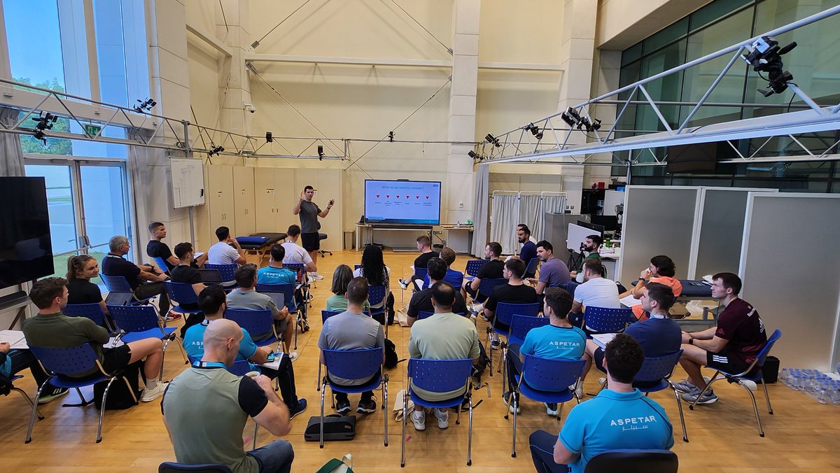 RodWhiteley's tweet image. Day 2 elite level practitioners&apos; ACLR rehab workshop underway @Aspetar Prelude to the ACLR-rehab conference starting tomorrow. 
Fantastic knowledge sharing from an awesome group of practitioners pushing athlete care forward