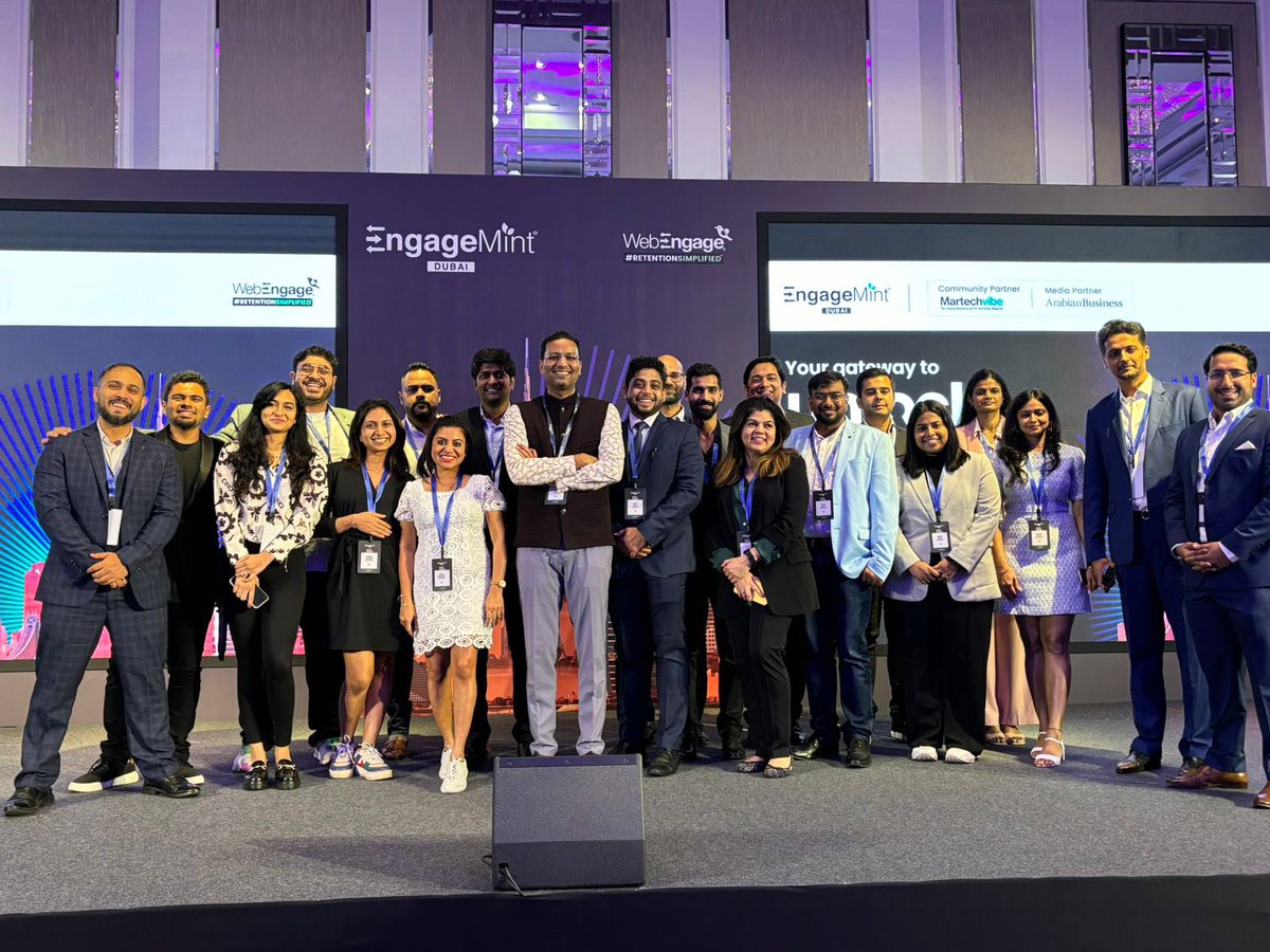 WebEngage's tweet image. Savoring triumph after orchestrating MarTech brilliance at #EngageMintDubai yesterday. 💜 

Grateful to all – speakers, partners, audience, and Team WebEngage – for contributing to its success. Wrapping up #EngageMint2023 gracefully. 

Until next year!

#RetentionSimplified 🚀