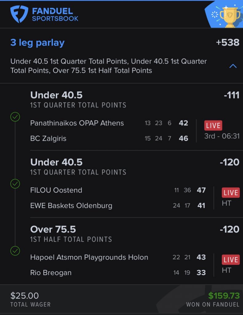 SoulBets's tweet image. International Basketball has been a beauty these past days 😮‍💨

+9.1u      ✅✅
+11.8u    ✅✅
-3u         🧊 🧊
+6.4u     ✅✅
+10.5u   ✅✅

absolute bangers, always grateful.

🏦: tinyurl.com/Parlay-Banditz