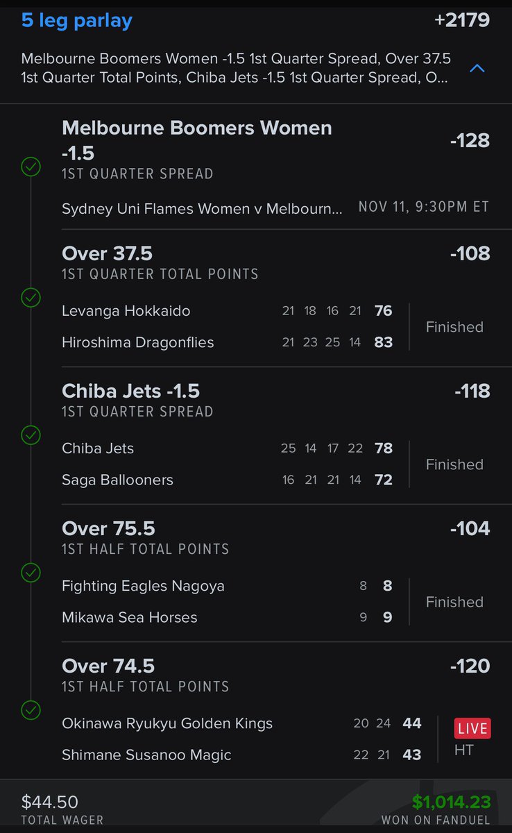 SoulBets's tweet image. International Basketball has been a beauty these past days 😮‍💨

+9.1u      ✅✅
+11.8u    ✅✅
-3u         🧊 🧊
+6.4u     ✅✅
+10.5u   ✅✅

absolute bangers, always grateful.

🏦: tinyurl.com/Parlay-Banditz