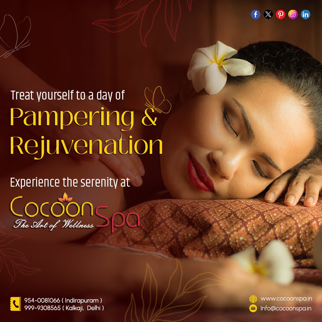 CocoonSpaindia's tweet photo. Treat yourself to a day of pampering and rejuvenation. Experience the serenity at Cocoon Spa. 🌞💆‍♂️
.
.
Call - 9999308565, 9540081066 | info@cocoonspa.in | https://t.co/UKK8lUtBVd |
.
.
#cocoonspa #HolisticTherapies #ayurvedictherapy #spafacials #BodyScrub #delhi #indirapuram https://t.co/vRMZ4xjpth