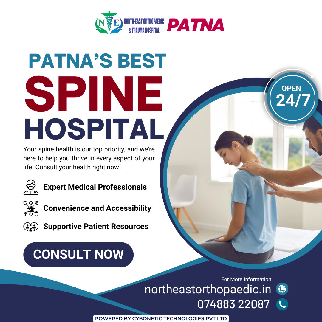 Get the best spine related treatment at Patna's Best Spine Hopsital 'North-East Orthopaedic & Trauma Hospital'. Our expert team is dedicated to your spinal health

🌐northeastorthopaedic.in

#SpineHospital #SpineSurgery #SpineTreatment #SpinalHealth #SpineCord #SpineSurgeon