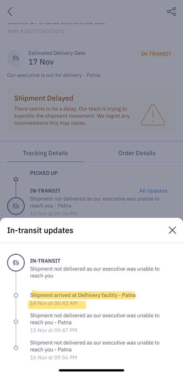 dictator306's tweet photo. @help_delhivery You have proven that you are not a company that should be trusted with important parcels to be delivered. Despite reaching the destination on the 14th, my courier hasn’t been delivered till date. Your delivery executives don’t even pick up calls. Pathetic! https://t.co/sQylkGkWlm