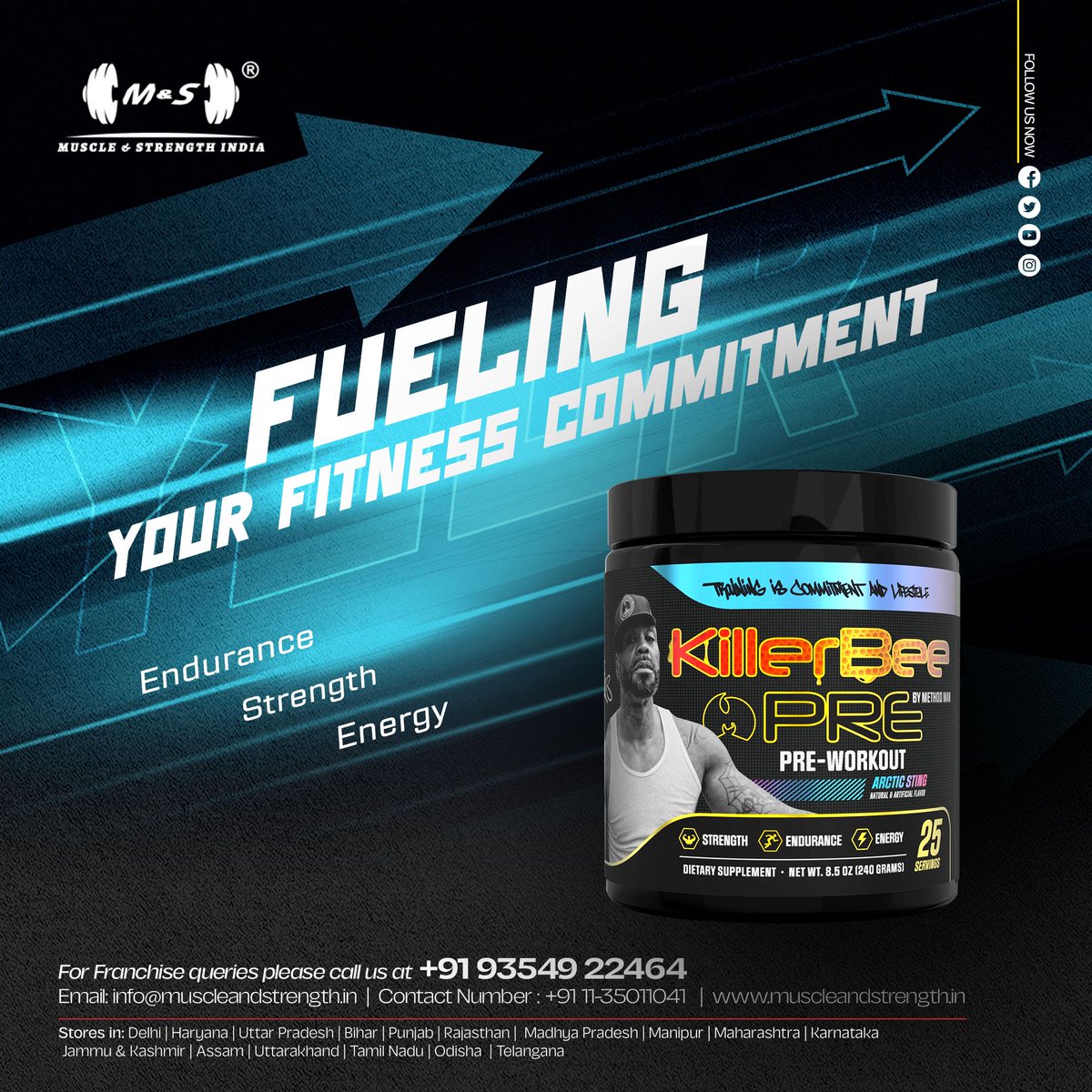 Activate the power! 🐝 Killer Bee Pre: Your ultimate workout partner for next-level energy, endurance, and insane results. 🏋️‍♂️💥#muscleandstrengthindia #muscleandstrengthindiaofficial #FitnessSupplemen #gain #fitness #bodybuilding #healthylifestyle  #KillerBeePre #FitnessFuel