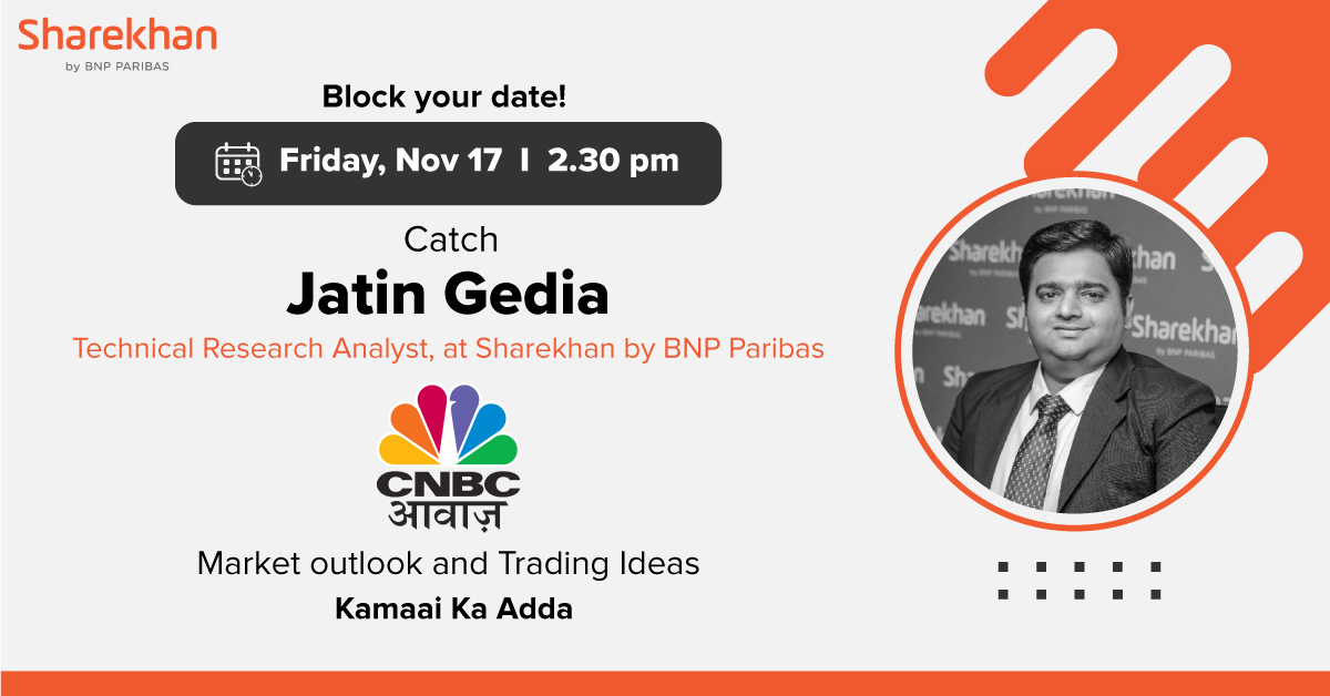 Learn from the expert Catch Mr. Jatin Gedia, Technical Research Analyst, at Sharekhan by BNP Paribas, sharing insights on Market outlook and Trading ideas today, at 2.30pm on CNBC Awaaz Sharekhan StockMarket https t.co r1I1pu2Mzm Learn from the expert Catch Mr