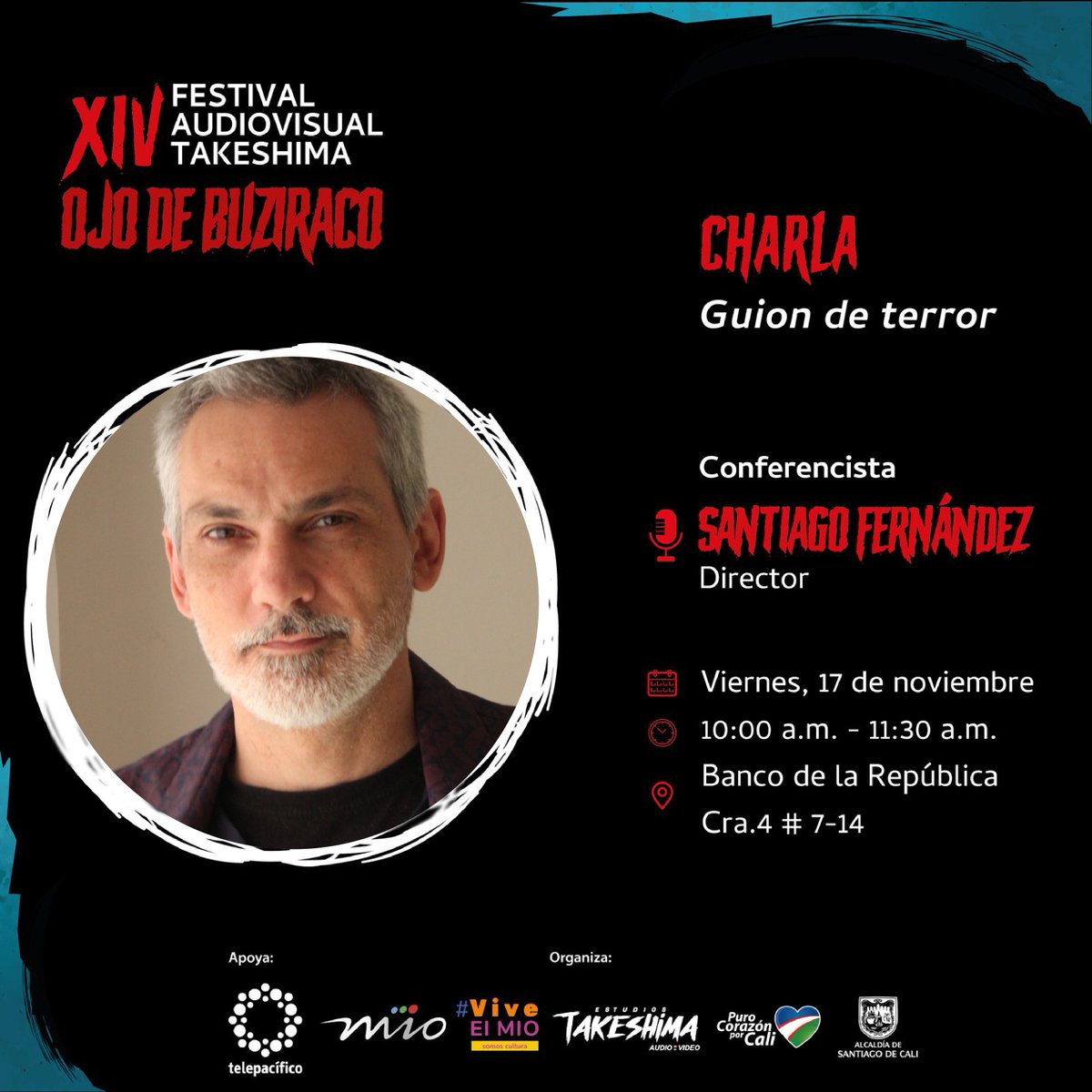 Takeshima_Cali's tweet photo. Aprende sobre guion con el reconocido director argentino Santiago Fernández. El próximo viernes 17 de noviembre a las 10 a.m. en el Banco de la República. Entrada libre. https://t.co/Uap02XlQzw