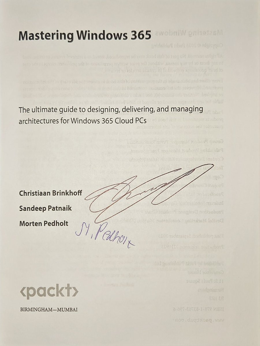I received my signed copy of the book Mastering Windows 365 by <a href="/Brinkhoff_C/">Christiaan Brinkhoff</a> <a href="/sandeeppatnaik/">Sandeep Patnaik</a> <a href="/MortenPedholt/">Morten Pedholt - MVP</a> and thanks to <a href="/ControlUp/">ControlUp</a> for the sponsorship.

#airplanereading #windows365 #w365 #cloudpc #w365community #MVPBuzz #MSIgnite