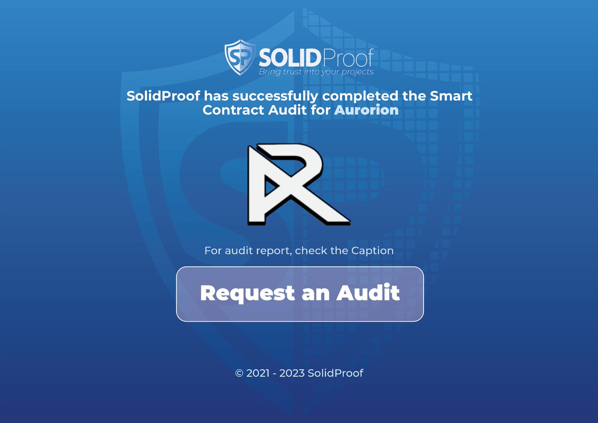 SolidProof_io's tweet photo. The smart contract audit for @AurorionERC20 is complete, revealing no high or medium criticality issues.

📑 Audit report:
https://t.co/gFRDoRaP9D

Need an audit or KYC?
👉 https://t.co/i3evxJTtOP

#CyberSecurity #Blockchain https://t.co/3M0KJcderQ