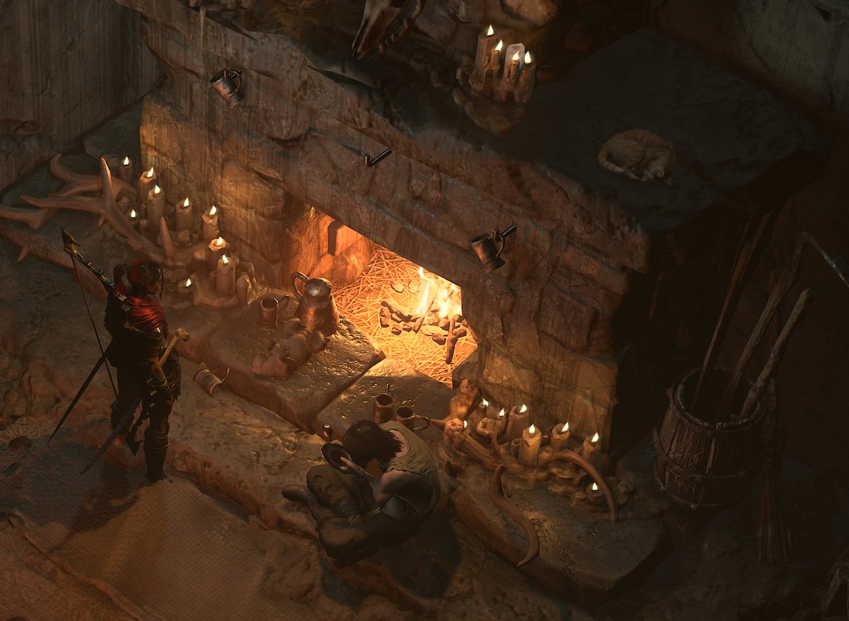 You probably know you can emote 'Hello' to pups #DiabloIV towns to pet them, but you might not know you can also say hello to cats to get them to stretch. If you score a critical greeting, the cat will even roll over on its back for belly rubs.