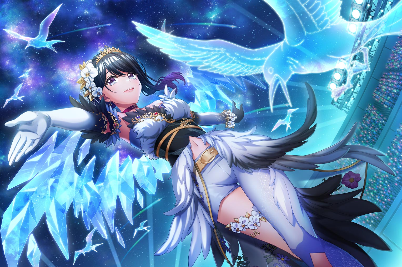 Anime Girl With Blue Hair And Black Wings