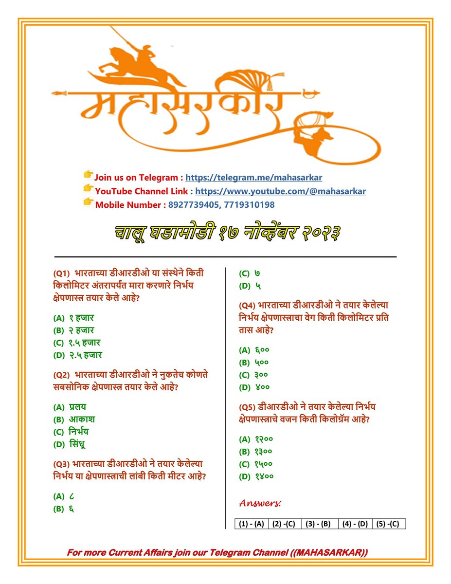 mahasarcoin's tweet photo. Current Affairs 17th November 2023
For More Questions: https://t.co/IxkXYfX9V0
Join Us on Telegram: https://t.co/DJ6NOnQPXj
Official YouTube Channel Link: https://t.co/EcpNORPm0G

#mahasarkar #UPSC #MPSC #SSC #currentaffairs #gkquestions #todaycurrentaffairs #dailycurrentaffairs https://t.co/z11RkVqoec