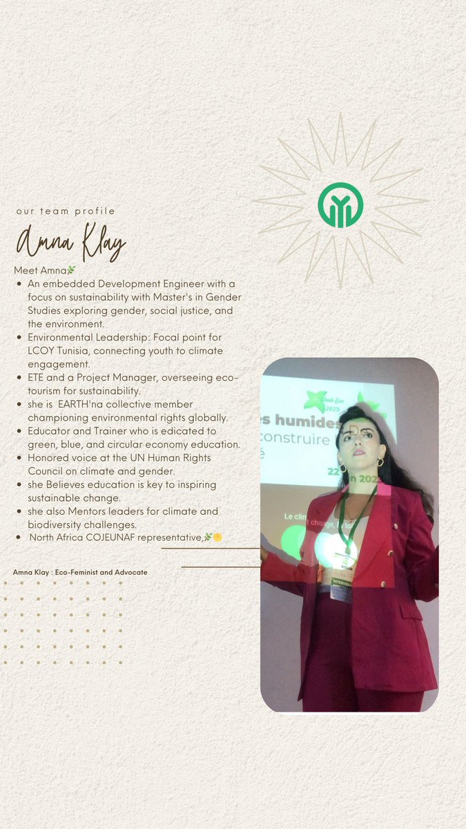 Amna_Klay's tweet photo. I'm honoured to represent as a delegate @GYG_YoungGreens at the upcoming #COP28 and advocate for ambitious climate action, Gender and Climate, MENA’ youth participation in the #UNFCCC processes and higher accessibility for civil society.

#ItIsOurFuckingFuture #GYGCOP28 https://t.co/xuWRxTW4wI