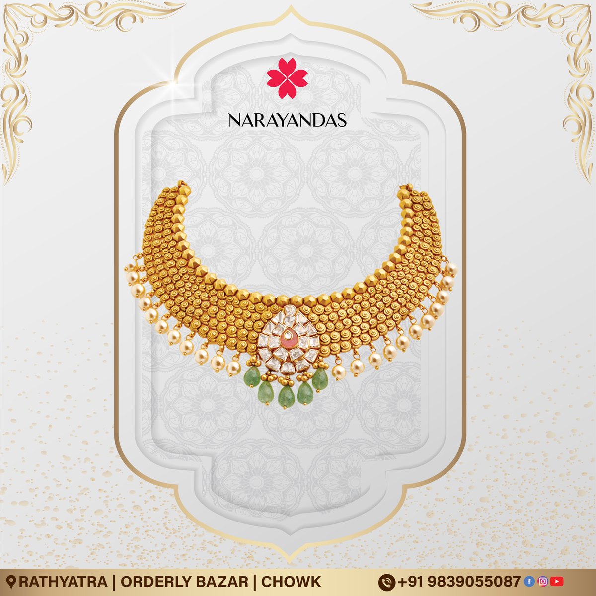 Add a bit of sparkle to your look with our Choker Set. It's perfect for showing off your unique style and making you stand out.
#ChokerSet
#ChokerLove
#CharmInChokers
#ChokerStyle
#AdornYourNeck
#EleganceInChokers
#narayandasjewellers