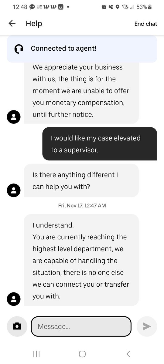 aybbelle's tweet photo. So @UberEats this is how you treat a customer that has paid for your premium service for years?? Yes, my last orders have been missing items but this is now my fault? https://t.co/5V0ucnLYUn