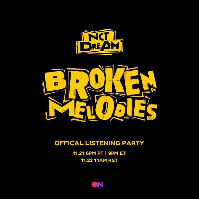 📢 NCT DREAM’s Listening Party will be held on @STATIONHEAD Let’s celebrate the release of 'Broken Melodies (JVKE Remix)'! Also, stay tuned for NCT DREAM’s QnA!   📍stationhead.live/nctdreamoffici… 💚 ON AIR: 11.21 6PM PT | 9PM ET // 11.22 11AM KST   NCT DREAM 〖Broken Melodies (JVKE