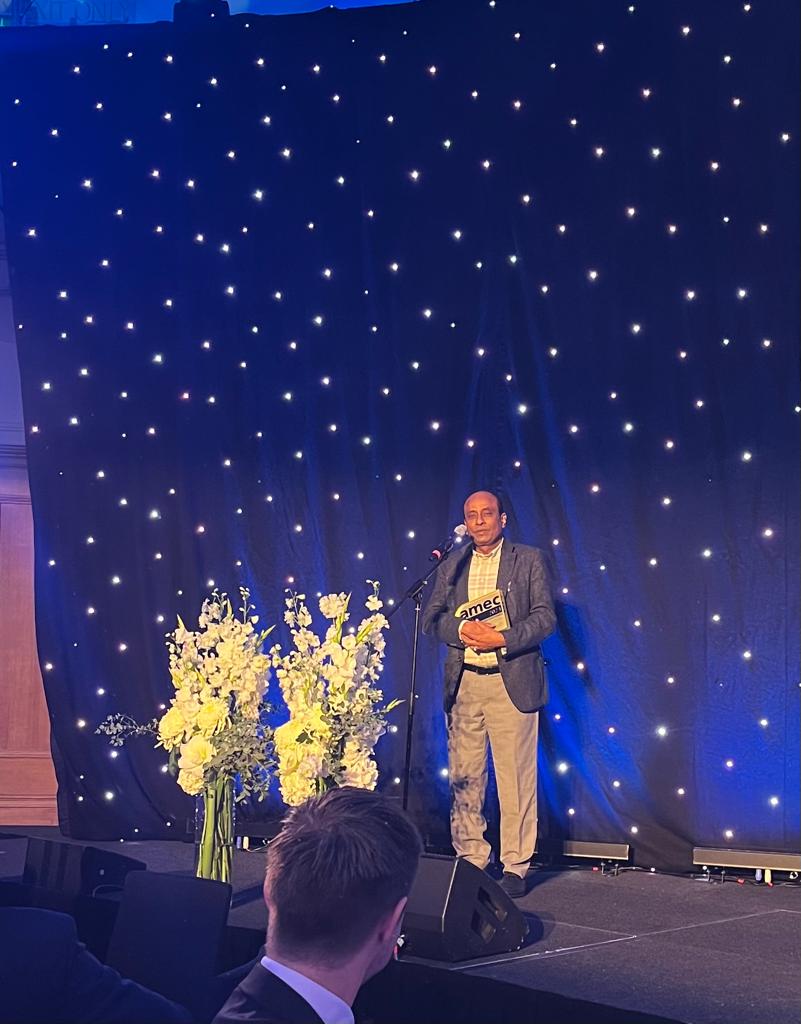 🏆 Exciting news! 🌟 Gopal Krishnan, our Founder-Chairman, received the Don Bartholomew Award at the AMEC Awards in London! 🎉 Aseem Sood, AMEC Chairman, praised Gopal's innovation and transformative thinking. A big win for Ninestars! 🚀 @AmecOrg #AMECAwards