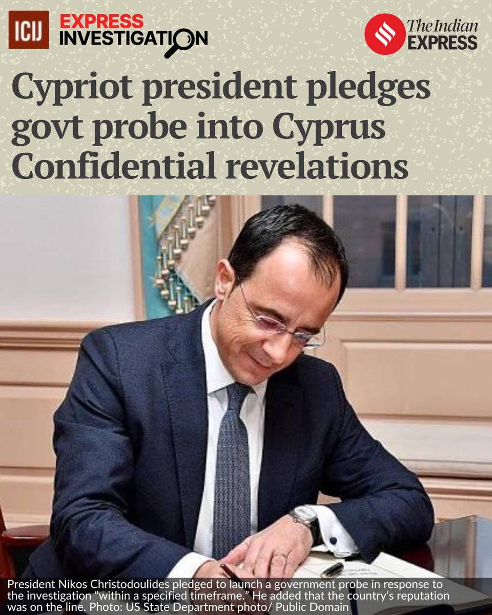 Speaking to reporters on Nov 14 hours after ICIJ and its media partners began publishing #CyprusConfidential stories, President Nikos Christodoulides pledged to launch a government probe in response to the investigation “within a specified timeframe.” 

He added that the