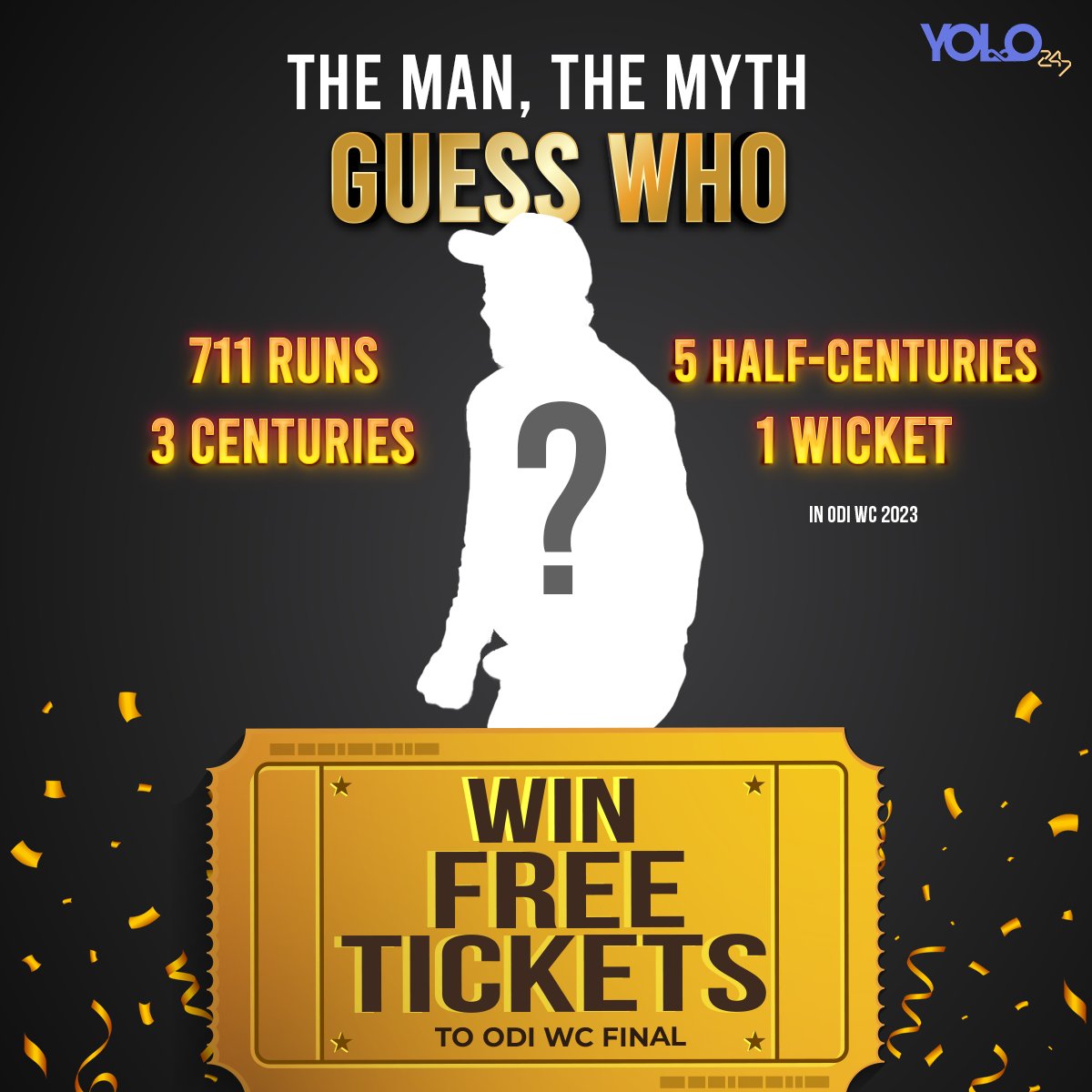 Win Free Tickets to World Cup Final! 

Guess the Player & Comment your answers. Get tickets & exciting rewards! 

#INDvsAUS #INDvAUS #AUSvsIND #AUSvIND #CWC23 #CWC2023Final #WorldCupFinal #GuessThePlayer #GuessWho #GuessAndWin #WorldCupTickets