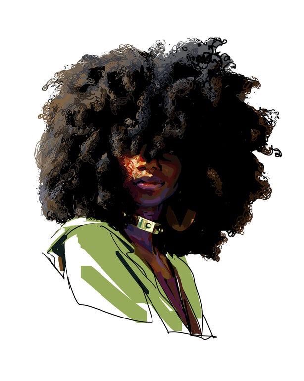 solo dark skin afro white background big hair dark-skinned female simple background  illustration images