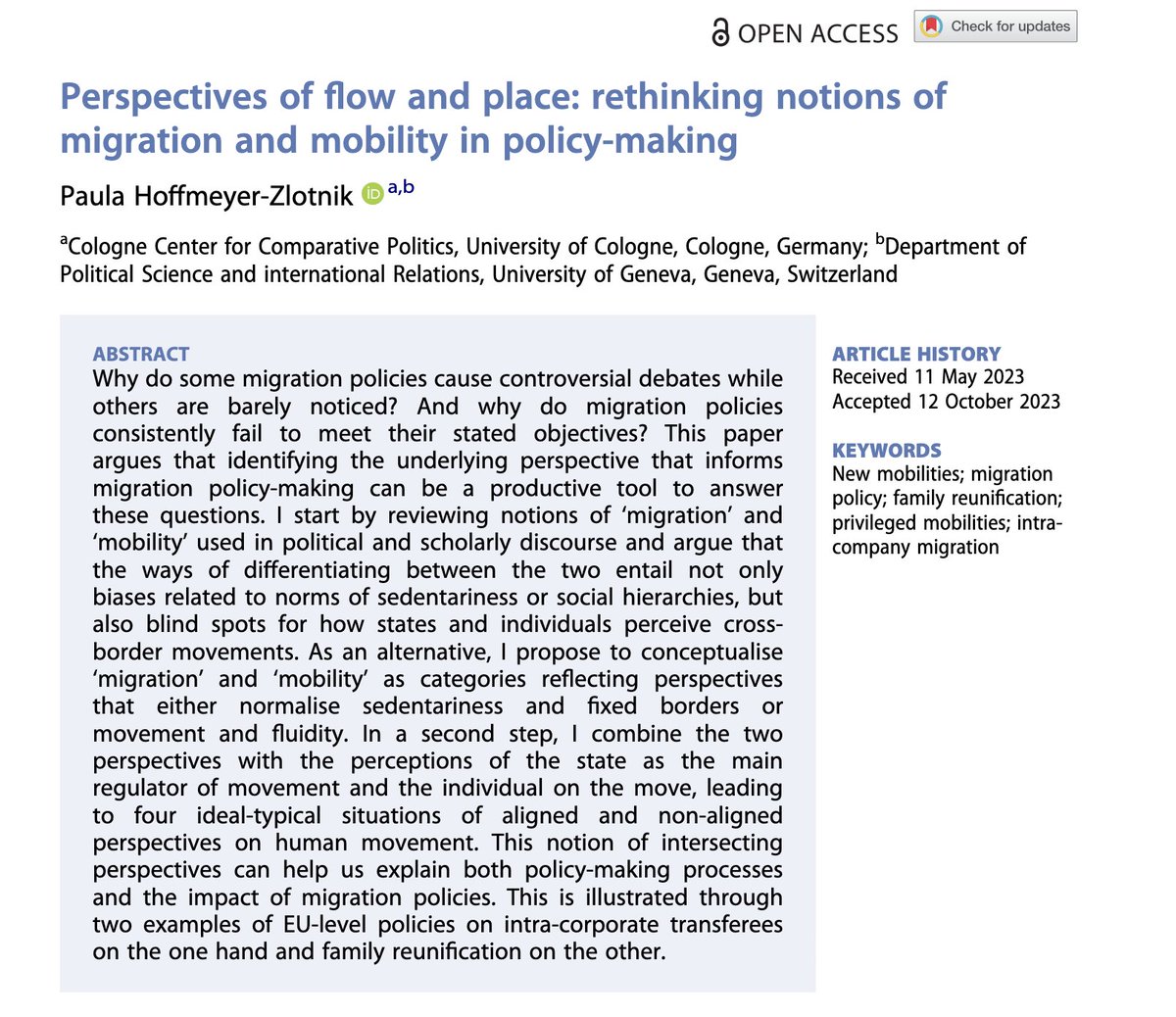 🔀 Just out in @scmrjems! Why are many forms of human movement not discussed as “migration”? In my new #openaccess article, I argue that maybe it’s because they are seen from an altogether different perspective: a perspective of flow (1/3) tandfonline.com/doi/epdf/10.10…