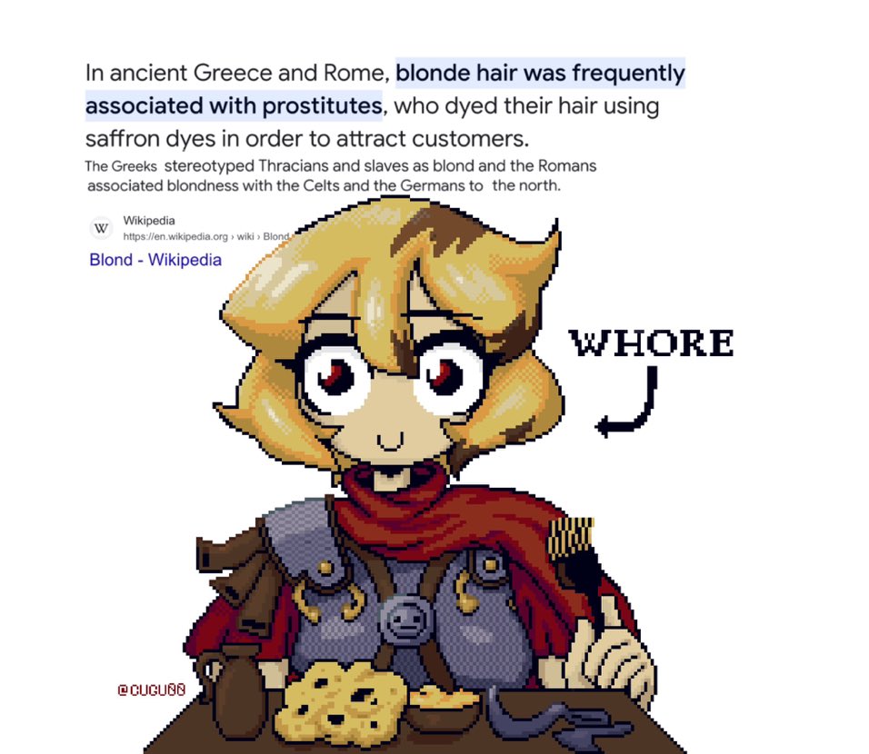 Dato curioso si bien en mi universo natal existe una discriminación brutal entre latinos y sajones (debido a ser enemigos etnicos a muerte). 

El tinte para el cabello fue irónicamente creado para homogeneizar a los pueblos, pues muchos latinos rubios se lo teñían de negro.