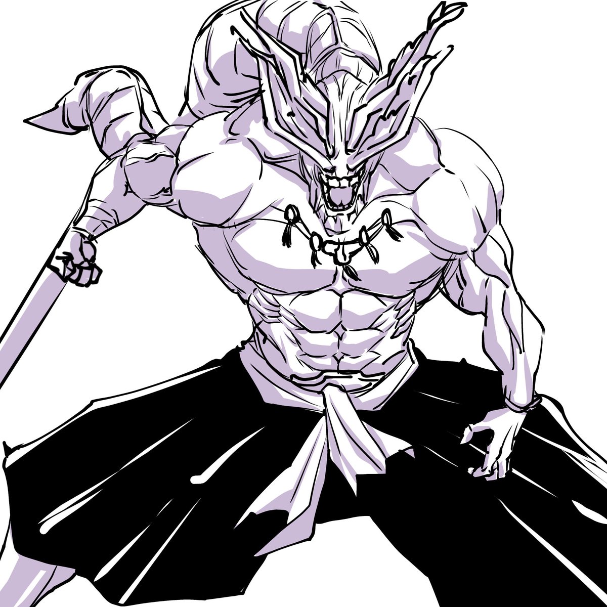 落書きですが宿儺対摩虎羅戦を描いてみました。 戦闘シーンも好き