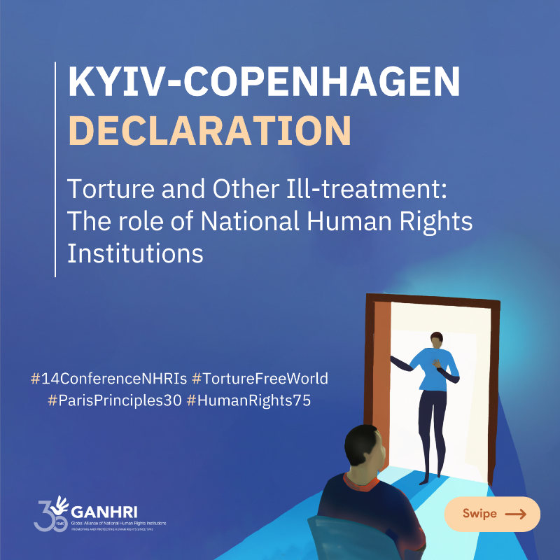 Ganhri1's tweet photo. The Kyiv-Copenhagen Declaration adopted at #14ConferenceNHRIs sets out a range of practical actions that #NHRIs will take as part of their promotion, prevention and protection work on torture and other ill-treatment.
Read it now👇https://t.co/E80wGX3BFG
#TortureFreeWorld