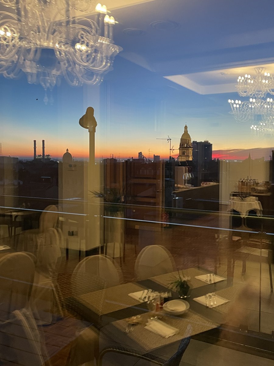 Piacenza early morning. Breakfast room GrandHotel Roma