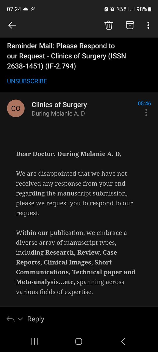 MelanieDuring's tweet image. I guess I upset the Clinics of Surgery?

To be honest, they should be glad a palaeontologist like me doesn't send them a manuscript. What are surgeons supposed to do with this information?

#predatoryjournal