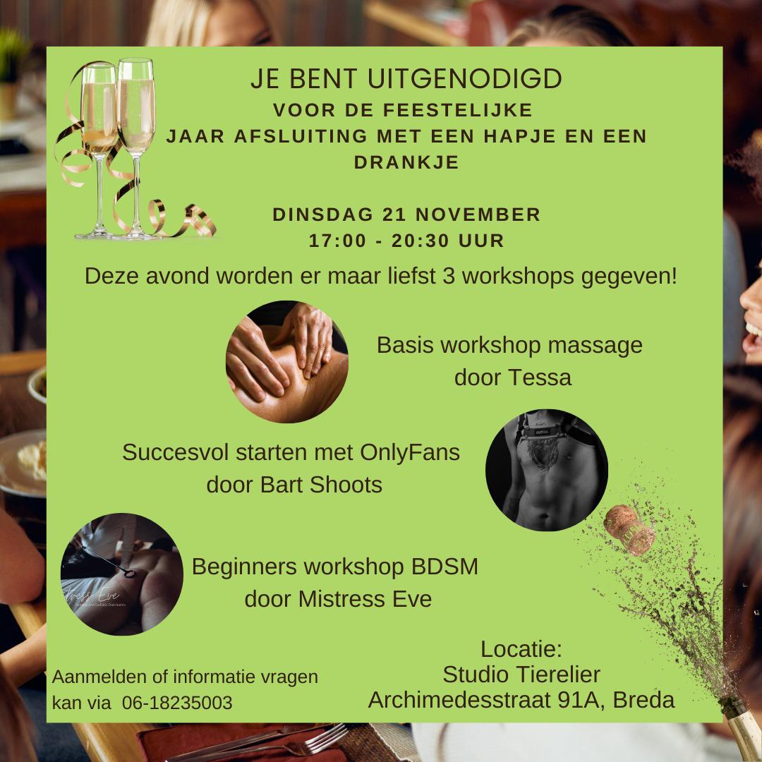 De laatste koffie klets van het jaar met 3 workshops! Meld jij je ook aan? 
#sekswerk #workshop