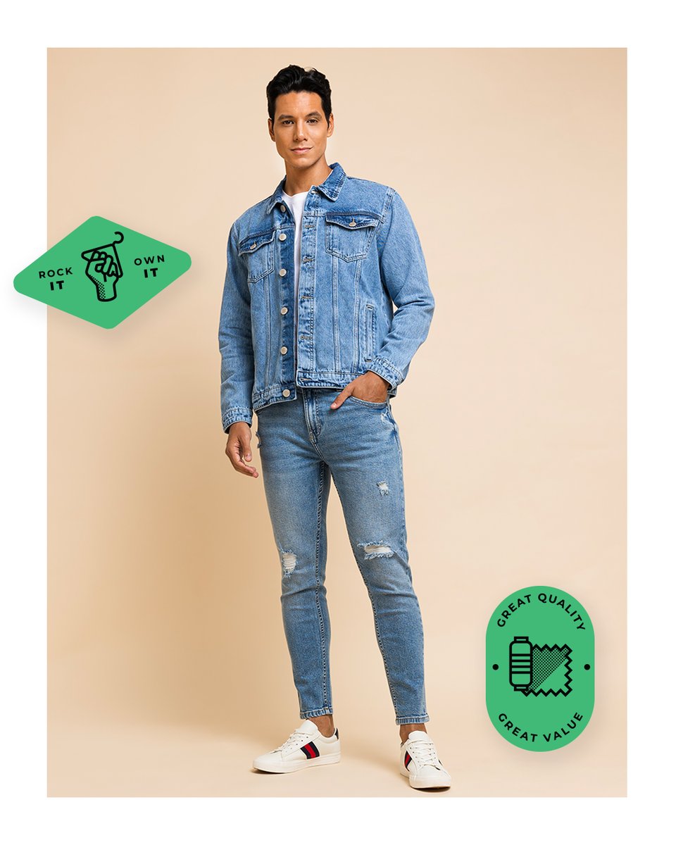 RnBArabia's tweet image. Denim on denim combo never goes out of style!
Have the perfect pair with our denim jacket and skinny fit denim at AED 85 / SAR 95 each.
Discover different denim styles from our men’s collection, now available in-stores and online at randbfashion.com

#randbfashion