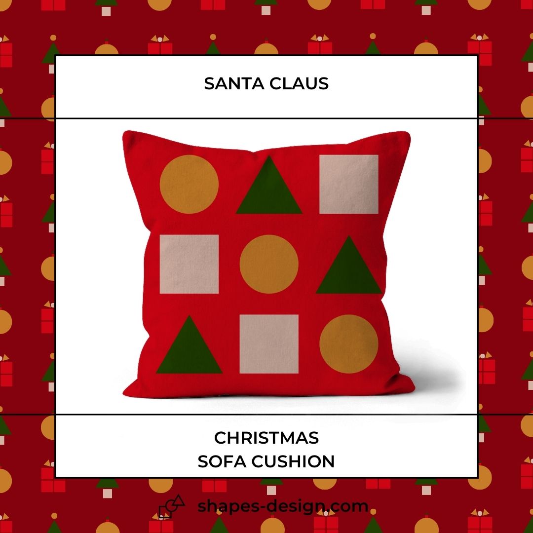 Shapes__Design's tweet photo. 🎄✨ Dive into festive comfort with our "Santa Claus" sofa cushion! 
🛋️ Embrace the holiday spirit as nine charming shapes in green, beige, and brown adorn this merry red cushion. 🌟 

✨ Grab yours now and let the Christmas magic unfold! 🌈🎅 https://t.co/qh44kBVUZU