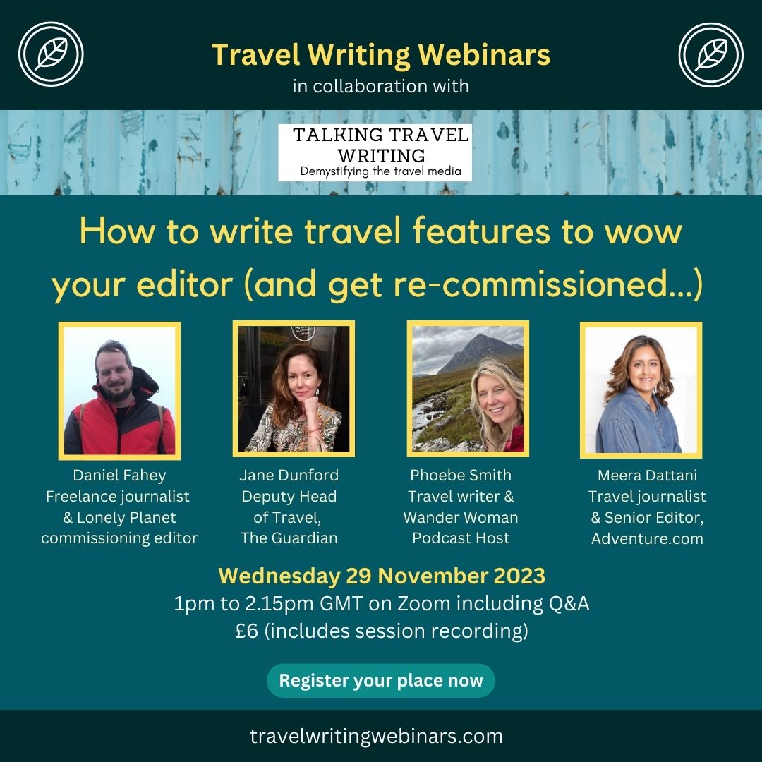 How do you write a good travel feature? We've got the answer from top editors and freelancers on 29 November with our latest webinar with @no_fixed_plans! It's £6 and starts at 1pm GMT: travelwriting.substack.com/p/webinar-how-…