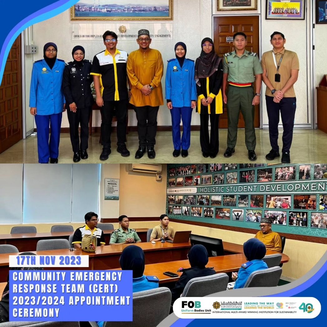 fobiium's tweet photo. Community Emergency Response Team (CERT) 2023/2024 Appointment Ceremony.
The CERT Taskforce will be led by Br. Ali Karimi from IIUM Student Union and assisted by Sr. Nor Faezah from IIUM KOR SISPA.
#fobiium
#leadingthechanges https://t.co/4TGgdvYoq9