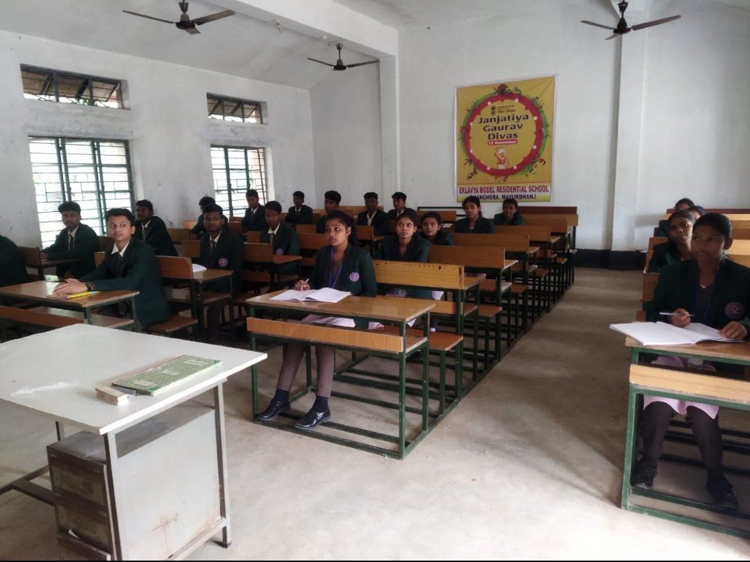Poster making competition on the occasion of Janjatiya Gaurav Divas celebrations at EMRS Dhanghera.