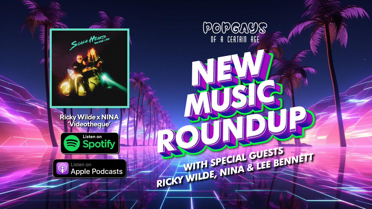 PopGays's tweet image. The #NewMusicRoundup has arrived on your podcast provider of choice!

We&apos;re joined by @backstreetjoe, @Wildericky and @ILOVENINAMUSIC to talk about new music releases, including new #Synthwave album #ScalaHearts!

Pt 1 👉 shorturl.at/bmU08
Pt 2 👉 shorturl.at/ituyQ