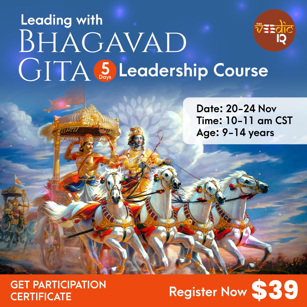 Ramayanaschool's tweet photo. Limited Offer!
Elevate your leadership skills with our '5-day course: 'Leading with Bhagavad Gita'.

Join us from November 20th to 24th November, 10:00 AM CST, 9:30 AM IST.

Seize this exclusive opportunity to lead with wisdom!

Hurry! Register now: https://t.co/cwDYjH1G6J https://t.co/vw1LarBnki