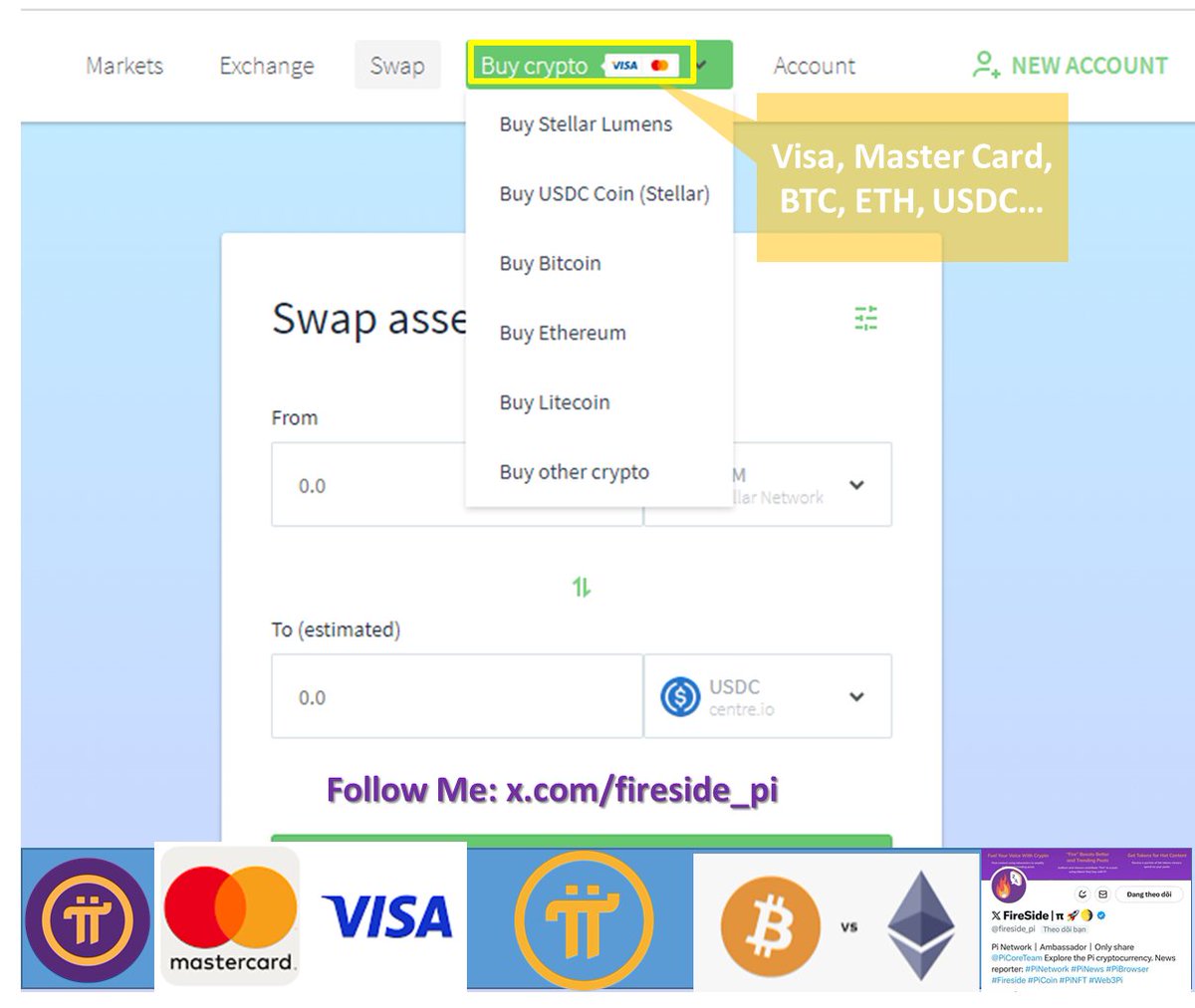 fireside_pi's tweet photo. 🔥 BREAK NEWS🆕 | @PiCoreTeam Allows PiCoin with: Visa, MasterCard, BTC, ETH, USD...etc. By decentralized exchange when Mainnet Opens.

✅ A series of evidence was discovered by @fireside_pi on Pi Network Open Source github code that clearly shows the connection when Pi uses the Stellar Core. (Photo proof number 1).
- That also shows that adding and using the Stellar decentralized exchange to the Pi network is necessary when the mainnet opens.
- In this decentralized exchange, Pioneers can Swap to more than 40 different cryptocurrencies and Blockchains, typically: Visa, MasterCard, BTC, ETH, USD, USDC...etc.(Photo proof number 2,3).

- From there, it can be seen that PiCoreTeam has prepared a huge gift for the community of more than 50 Million pioneers and targets Billions of Pi Network Web3 users.
Note: This is not a statement from PiCoreTeam, all information above is taken from the Pi network open source code.

🥰And I'm @fireside_pi , Please leave Comments on the article, Like and Retweet this news with other Pioneers if it's useful. 
🔔Turn on the Notification Bell on my channel to discuss.  #Web3 #PiNetwork #PiCoin #Fireside #Pioneers