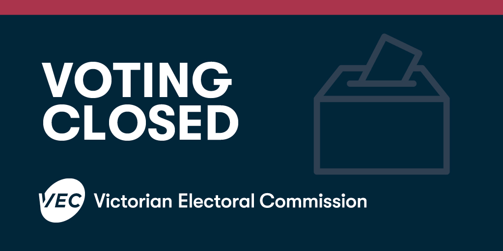 🏁Voting has closed for the Mulgrave District by-election. Head to vec.vic.gov.au/Mulgrave to follow the results, which will start appearing from approximately 8 pm and be refreshed every 15 mins. #MulgraveVotes