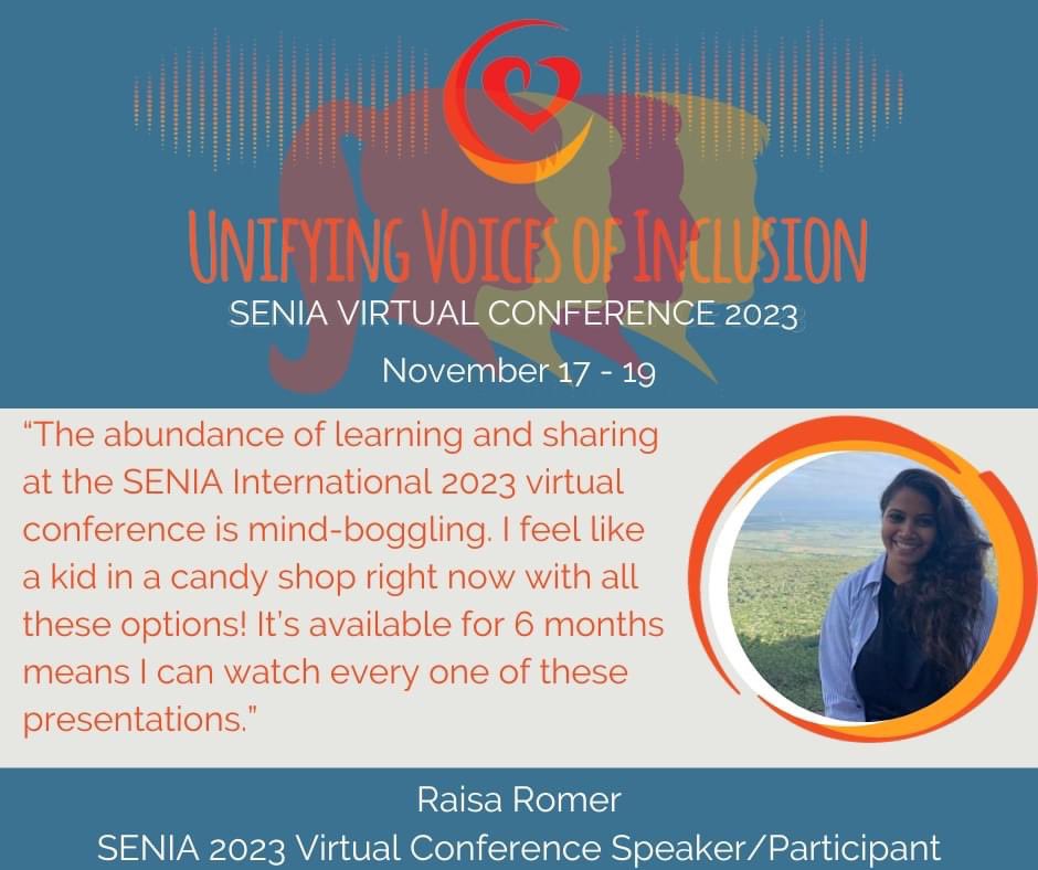 #SENIA2023 Virtual Conference has officially started. Come visit our candy shop and have a taste of some of the best inclusive practices from our wide range of speakers around the globe. Thank you, @raisaromer The registration is still open. Sign up now. seniaconference.org/senia-virtual-…