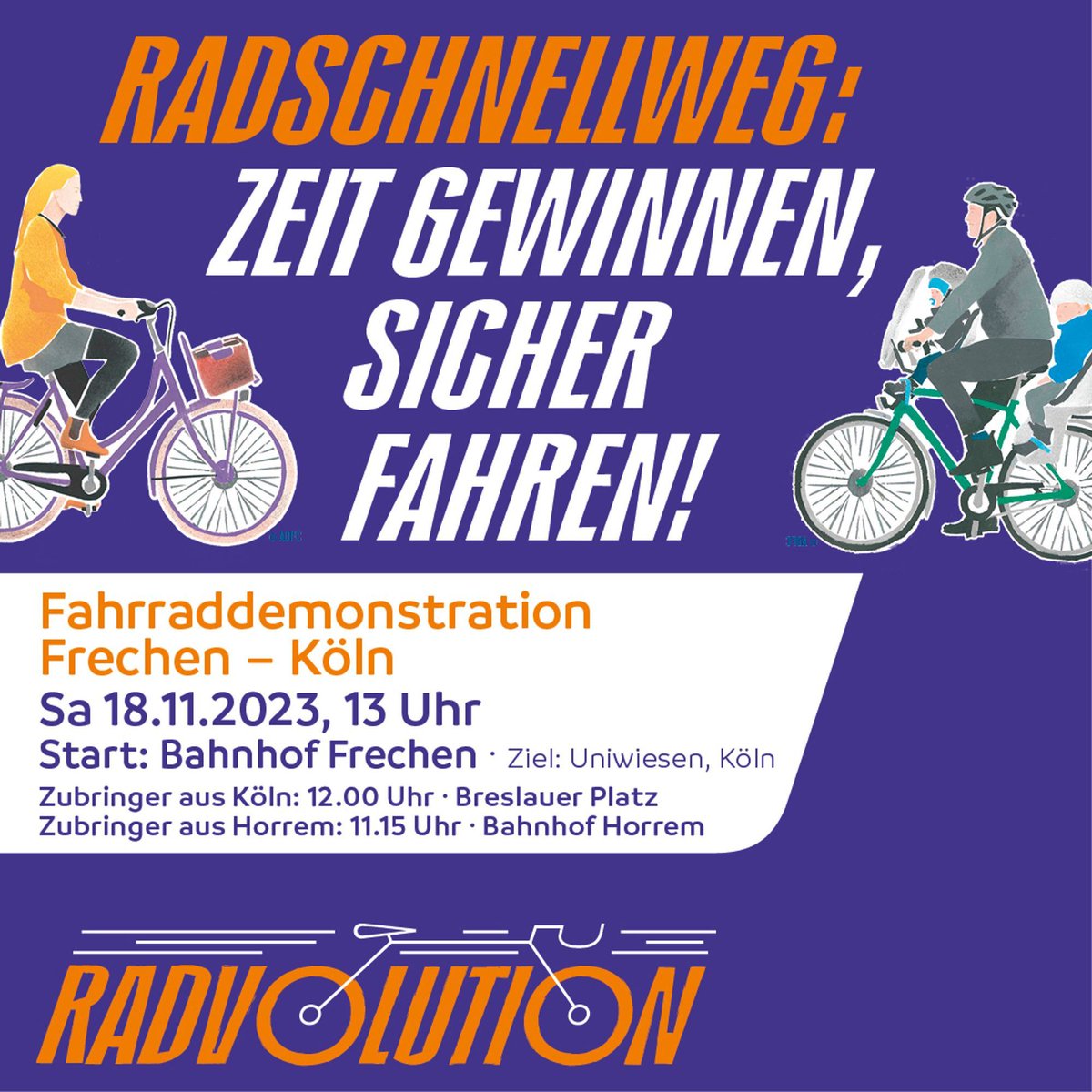 KidicalmassK's tweet photo. Am 18.11.2023 "feiern" wir das 10-jährige Jubiläum der unrealisierten #Radschnellwege in NRW mit einer 
Fahrrad-Demo unter dem Motto auf der Strecke des künftigen Radschnellwegs von Frechen nach #Köln @ADFCKoeln 
Wir sind dabei! Wen treffen wir? https://t.co/vBJFrsM4YX