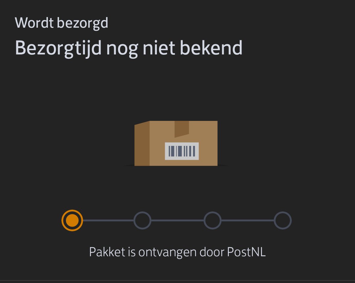 ⁦<a href="/PostNL/">PostNL</a>⁩ komt deze vandaag, denken jullie? Hij zou gisteren tussen 10:30 en 13:00 bezorgd worden…