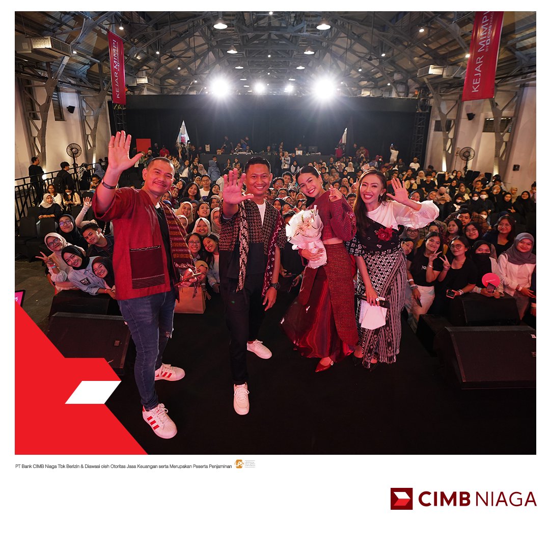 CIMBNiaga's tweet photo. Pada 11 November 2023 CIMB Niaga telah sukses menyelenggarakan event Kejar Mimpi ACTIONATION di Pos Bloc Jakarta dengan sangat meriah.
Event ini dilengkapi dengan Talkshow & Workshop oleh pembicara keren dan topik yang sangat insightful.
#CIMBNiaga
#Actionation
#KejarMimpi https://t.co/xfMNdh6wih