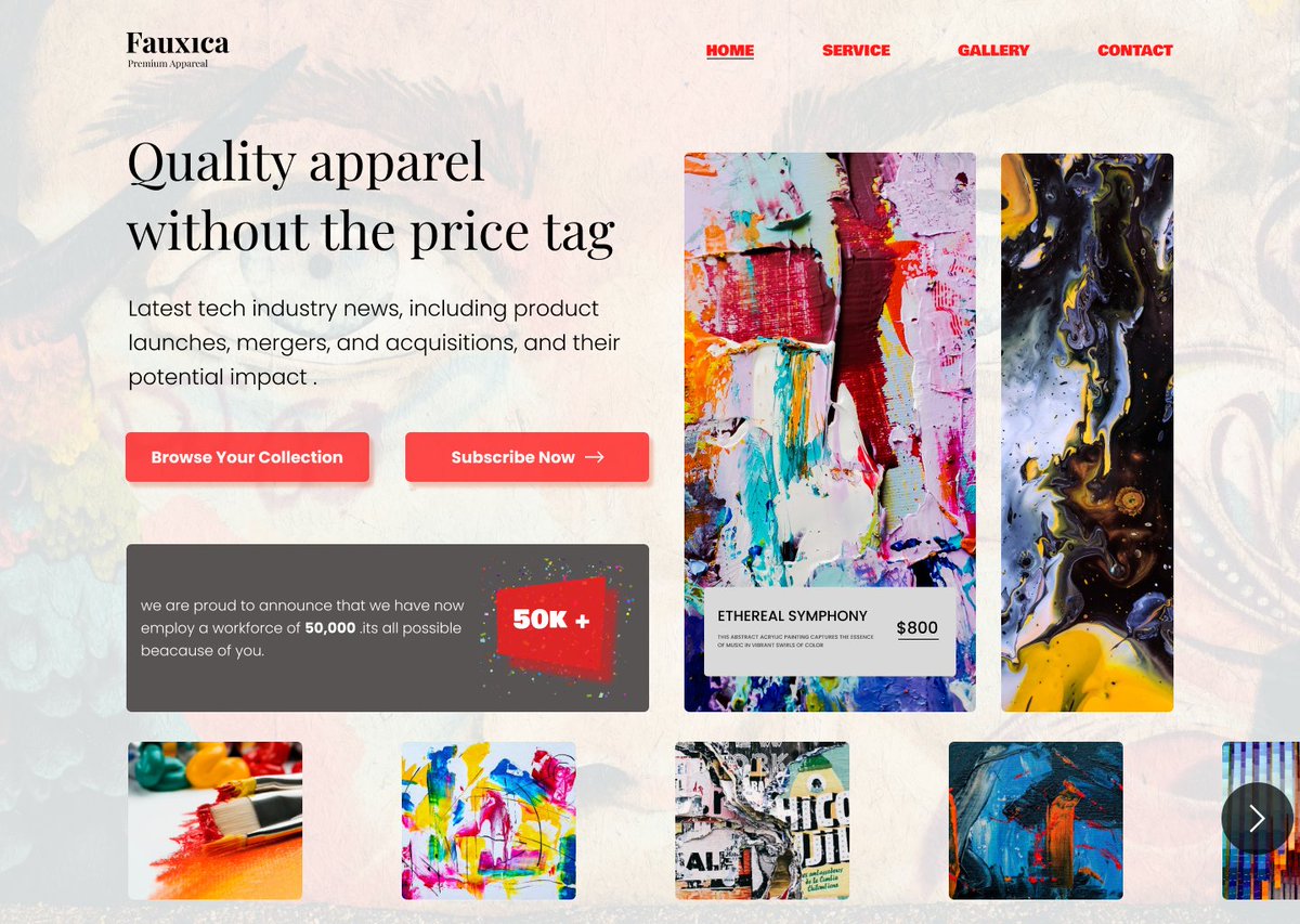 Sagar__Dev's tweet image. 🎨 Just whipped up a sleek UI design for an art gallery website! 🖼️ Excited to share the vibe with you:

🌟 Clean &amp;amp; intuitive layout 
🎭 Stunning homepage carousel for featured exhibits 🎨 Artist profiles with a pop of creativity 
🛒 Seamless online gallery shop integration