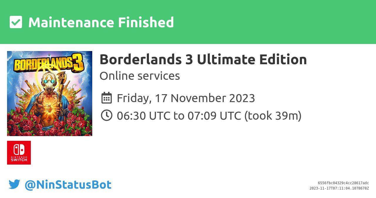 NinStatusBot on X: [Maintenance Finished] Maintenance for Super Mario  Odyssey™ has finished. #Maintenance #NintendoSwitch   / X