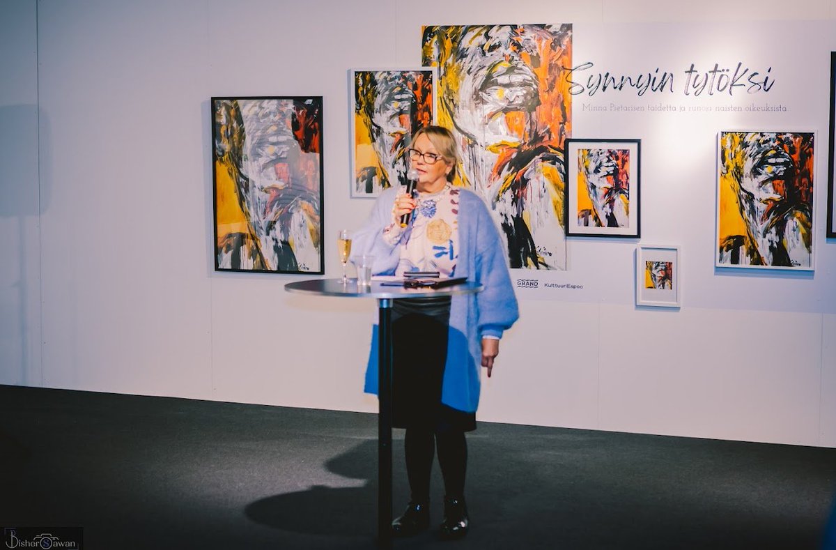 peppistunkel's tweet photo. Grateful to Ambassador @paulaparviainen for recognizing the potential of art &amp; poetry beyond traditional diplomacy, to foster collaboration &amp; dialogues between Finland and other nations. Women &amp; girls are central to Finnish Foreign Policy.

#IWasBornAGirl Art by @MinnaPietarinen https://t.co/5y3lEhykQv
